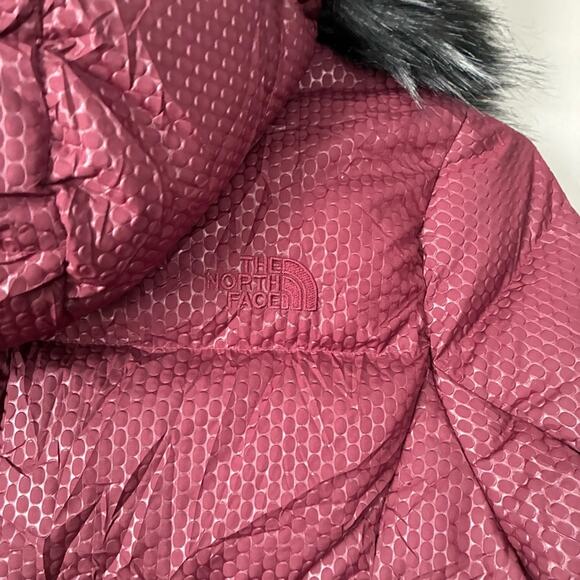 THE NORTH FACE fur hooded down parkina in deep red burgundy size S - Picture 9 of 16